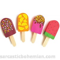 The Piggy Story Set of 4 Scented Popsicle Shaped Mini Erasers One Each Orange Chocolate Strawberry and Watermelon B07CP58MBC